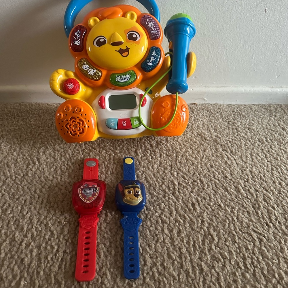 Colorful Musical Lion Toy with Blue Microphone and 2 kids watches
